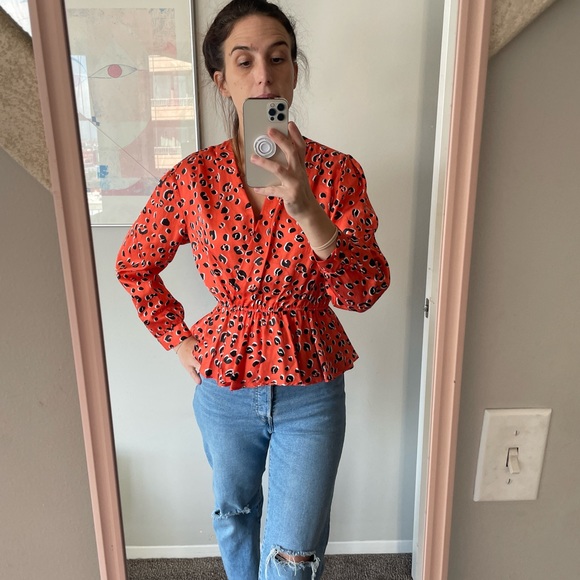 Anthropologie Leopard Peplum Blouse Top NWT - Picture 4 of 4